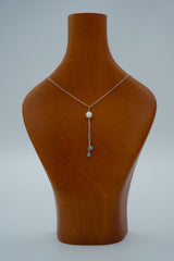 Pearl and aquamarine lariat necklace