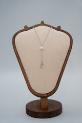Pearl and aquamarine lariat necklace