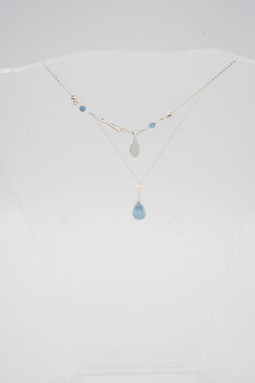 London-blue quartz and pearl necklace