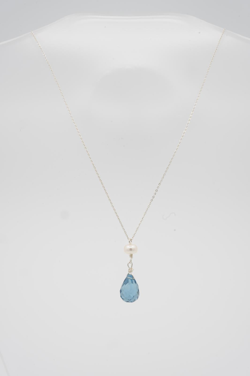 London-blue quartz and pearl necklace