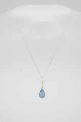 London-blue quartz and pearl necklace