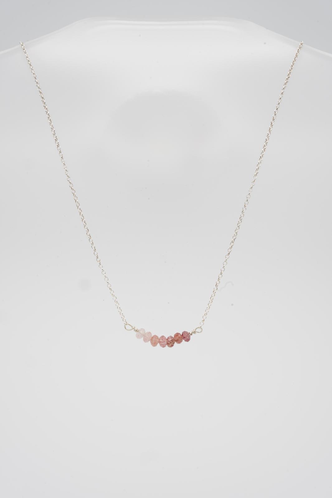 Ombre cherry quartz bar necklace